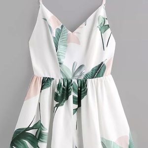 Palm Tree Leaf Print Romper